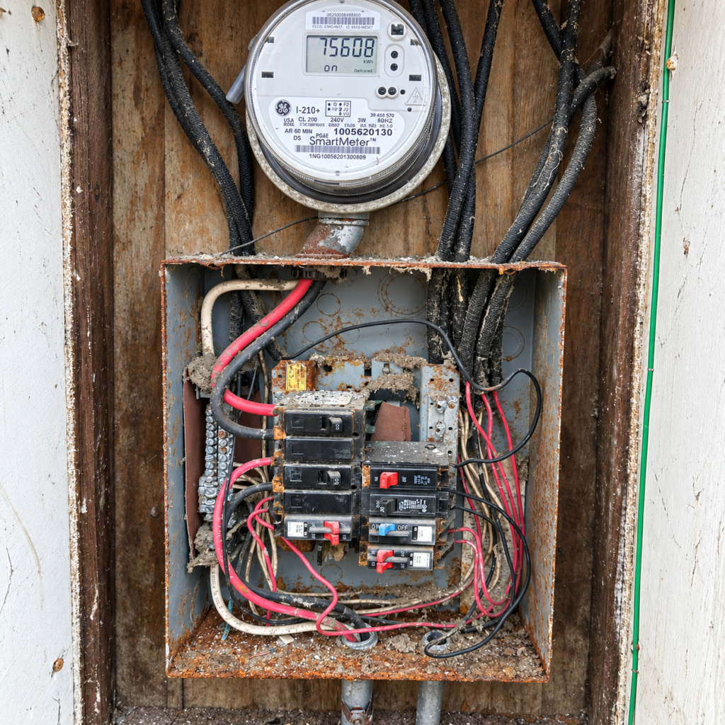 Aging residential electrical panel and wiring inspected in San Bruno CA