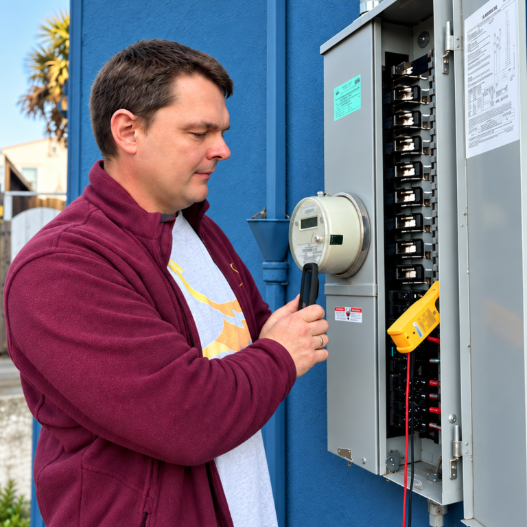 ELC electrician diagnosing breakers in an electrical service panel