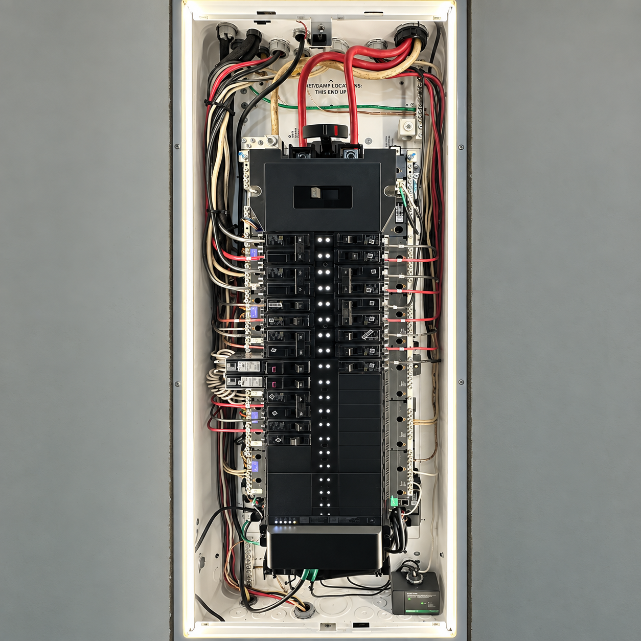 Interior wiring and circuit organization inside a professionally installed SPAN smart electrical panel