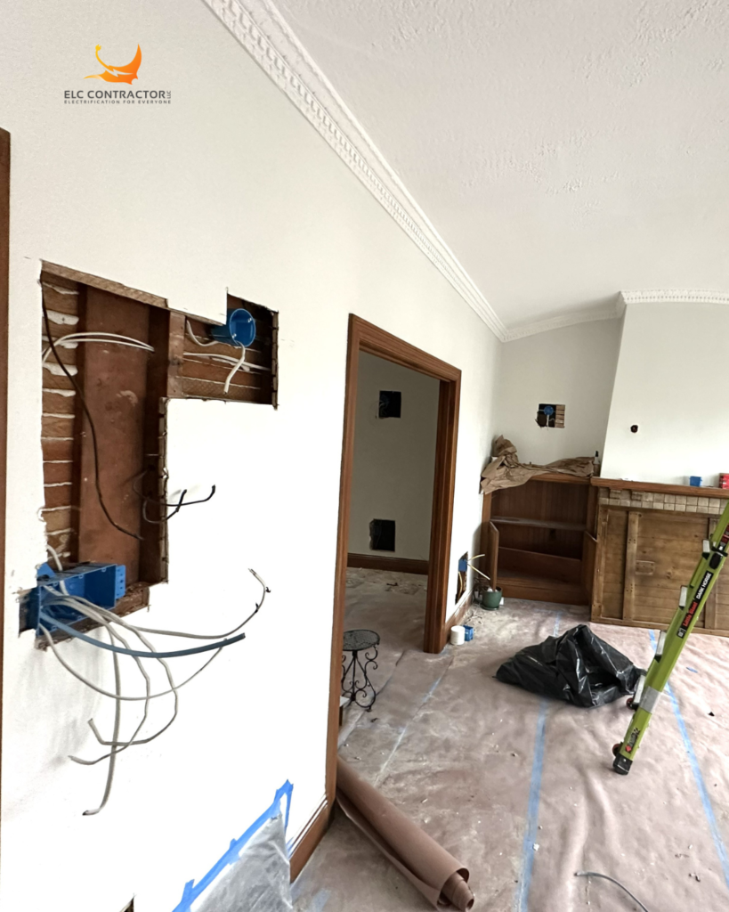 Targeted wall access for residential electrical rewiring in Millbrae CA
